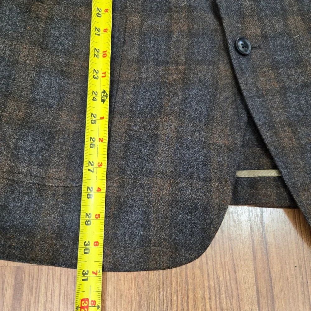 Billy Reid Wool Sport Coat Men 46R Brown Grey Plaid 2 Button Blazer Unstructured